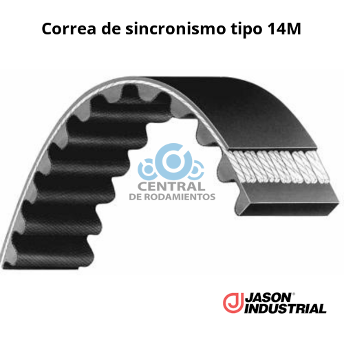Correa de sincronismo, 1568-14M-50, Longitud externa 1568 mm, Numero de dientes 112,  Ancho 50 mm, jason