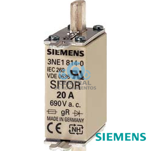 Cartucho de fusibles SITOR, con contactos de cuchilla, NH000, Entrada: 63 A, gS, Un AC: 690 V, Un DC: 250 V, indicador de fusion superior