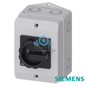SENTRON, interruptor-seccionador 3LD, interruptor principal, 3 polos, Iu: 16 A, Potencia de empleo / con AC-23 A a 400 V: 7,5 kW, Caja de material aislante para pasacables métrico, 1NC, 1NA, Accionamiento giratorio, negro