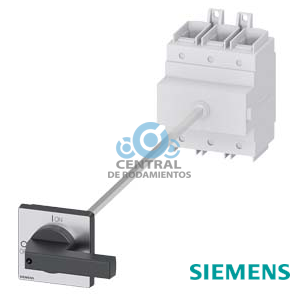 SENTRON, interruptor-seccionador 3LD, interruptor principal, 3 polos, Iu=250A, Potencia de empleo / con AC-23 A a 400 V: 132 kW, Fijación en base con acoplamiento de puerta, accionamiento de muletilla, negro, Fijación por 4 taladros de la maneta