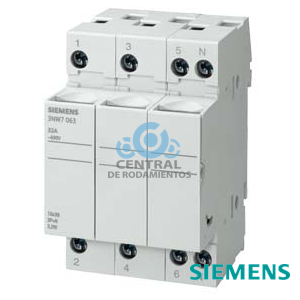 SENTRON, base portafusibles cilíndricos, 10x38 mm, 3P+N, Entrada: 32 A, Un AC: 690 V