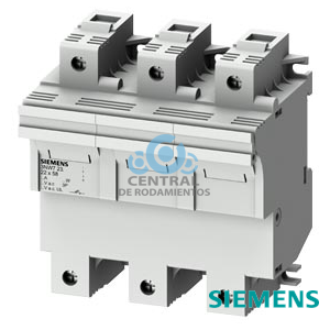 SENTRON, base portafusibles cilíndricos, 22x58 mm, 3 polos, Entrada: 100 A, Un AC: 690 V, Señalizador LED