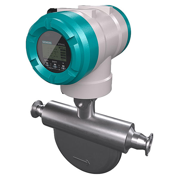 Flujómetro Coriolis Siemens FCS600/FCT040 DN25, Clamp ISO2852 1½", acero inoxidable 316L, HART 4-20 mA, ATEX IIC/IIIC, montaje remoto.