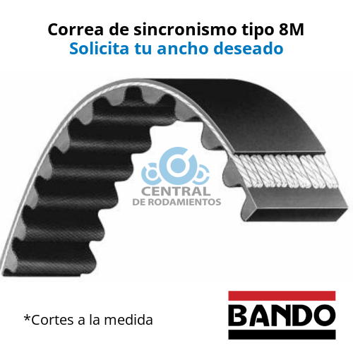 Manga de sincronismo, 1600-8M, Longitud externa 1600 mm, numero de dientes 200, bando