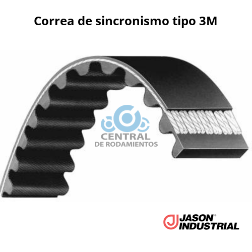 Correa de sincronismo, 276-3M-15, Longitud externa 276 mm, Numero de dientes 92,  Ancho 15 mm, jason