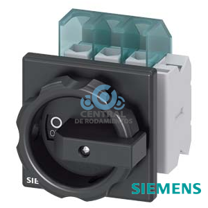 SENTRON, interruptor-seccionador 3LD, interruptor principal, 3 polos, Iu: 25 A, Potencia de empleo / con AC-23 A a 400 V: 9,5 kW, con fijación frontal, 1NC, 1NA, Accionamiento giratorio, negro, 4 taladros Fijación de la maneta