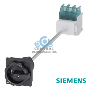 SENTRON, interruptor-seccionador 3LD, interruptor principal, 3 polos, Iu: 25 A, Potencia de empleo / con AC-23 A a 400 V: 9,5 kW, Fijación en base con acoplamiento de puerta, Accionamiento giratorio, negro, Fijación por 4 taladros de la maneta