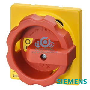 Accionamiento giratorio, muletilla rojo/amarillo, para agujero central- fijación frontal, para 63 A hasta 125 A, Accesorios para interruptores principales e interruptor de parada de emergencia 3LD2