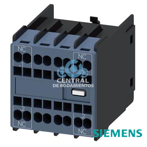 bloque de contactos auxiliares, compatible con electrónica, por el frente, 2 NC, .1/.2, --/--, --/--, .1/.2, circuito: 1 NC (compatible con electrónica), --, --, 1 NC (compatible con electrónica), borne de resorte, para contactores 3RT2 y contactores auxiliares 3RH2