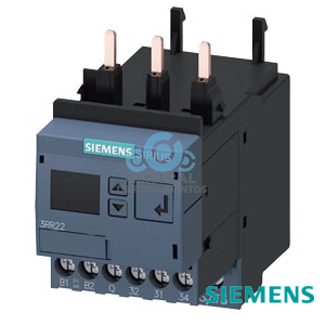 relé de vigilancia, adosable a contactor 3RT2, Tamaño S0 Standard, ajuste digital Vigilancia de corriente aparente/activa 4...40 A, 20...400 Hz, trifásico Alimentación 24-240 V AC/DC 1 conmutado, 1 salida estática para alarmas y advertencias Vigilancia de rebase por exceso o defecto de la intensidad pérdida de fase, rotura de hilo secuencia de fases corriente de defecto corriente de bloqueo Advertencia y umbrales de alarma con o sin memoria de fallos Retardo de arranque 0-99 s Supresión de picos perturbadores 0-30 s Pausa tras error 0-300 min sistema de(*)