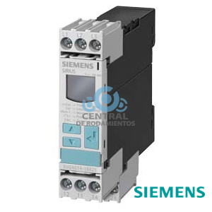 ¡ Producto a extinguir! El sucesor preferido es 3UG5616-1CR20 secuencia y corte de fases, 3 x 160-690 V, tornillo relé de vigilancia digital para tensión de red trifásica secuencia de fases conectable aditivamente corte de fase 3 x 160 hasta 690 V AC 50 a 60Hz subtensión y sobretensión 160-690 V histéresis 1-20 V durante 0-20 s para tensión mínima y máxima 1 CO para tensión mínima 1 CO para Umáx borne de tornillo